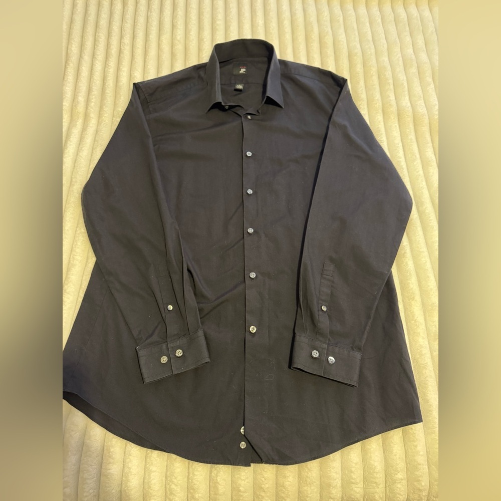 JF J.Ferrar Black Dress Shirt Size Large